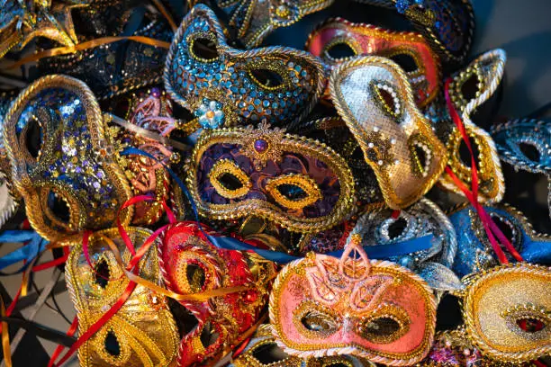 Photo of Venetian carnival masks, traditional hand-made.