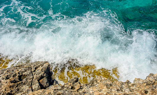 unreal blue and clear sea and rocks off the coast of Ayia Napa, Cyprus