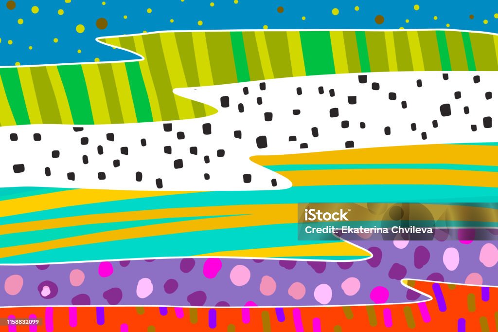 Textured Cartoon Object Hand Drawn Vector Background In Cartoon Style Textured Objects Lines ...