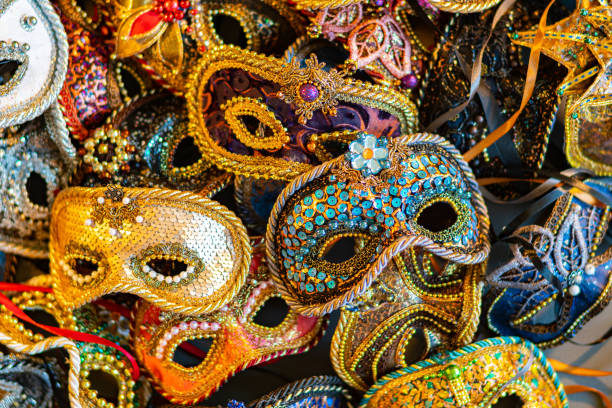 istock Venetian carnival masks, traditional hand-made. 1158832215