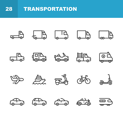 20 Transportation Outline Icons.