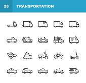 istock Transportation Line Icons. Editable Stroke. Pixel Perfect. For Mobile and Web. Contains such icons as Truck, Car, Vehicle, Shipping, Sailboat, Plane, Motorbike, Bicycle. 1158834508