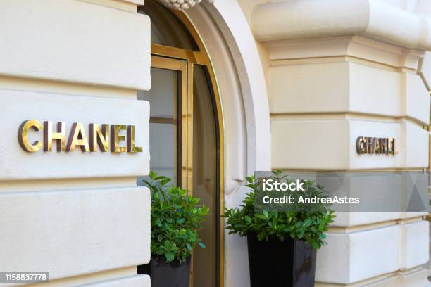 Chanel Fashion And Jewelry Luxury Store Entrance With Golden Sign