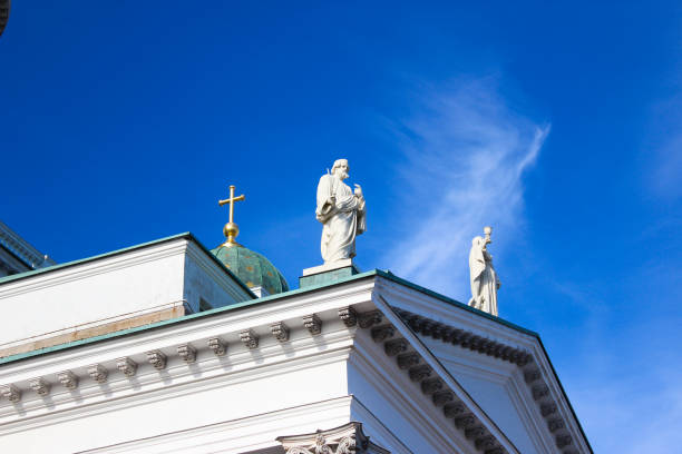 catedral do st. nicholas de helsínquia, finlandia. - helsinki lutheran cathedral - fotografias e filmes do acervo