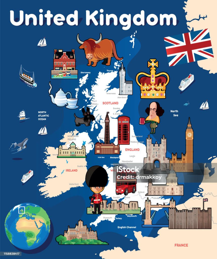 Cartoon Map Of England Stock Illustration - Download Image Now - Cartoon,  Europe, Map - iStock