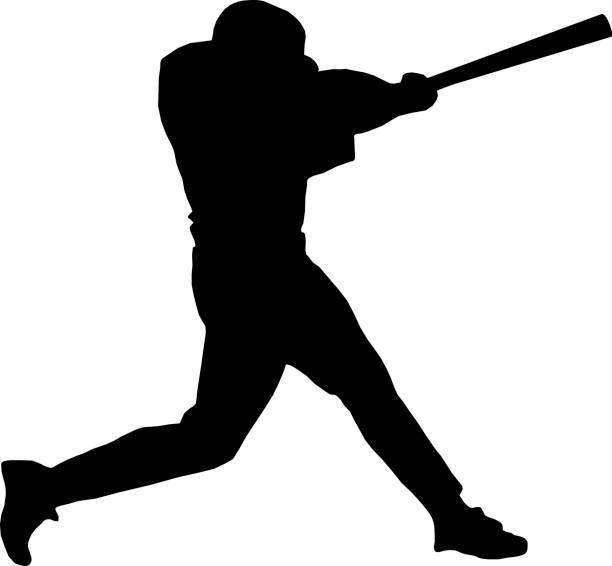 Baseball Batter Vector of a Baseball batter making a powerful swing baseball batter swinging stock illustrations