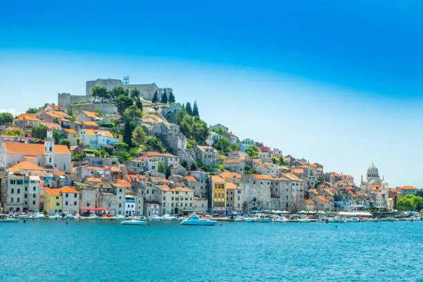 The old town of Sibenik on the Adriatic coast in Dalmatia, Croatia, famous tourist destination