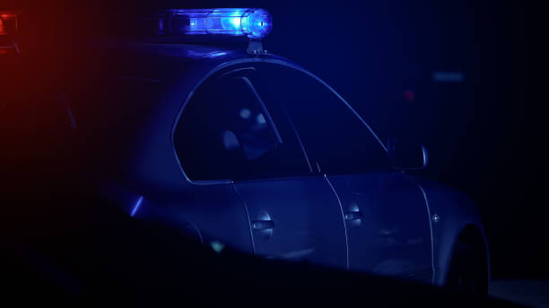 istock Car of security company checking order and alarm systems of objects, protection 1158847920