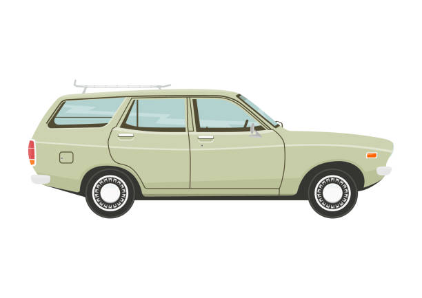 illustrazioni stock, clip art, cartoni animati e icone di tendenza di station wagon retrò. - station wagon