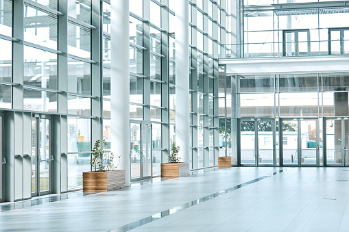 Still life shot of an empty office building