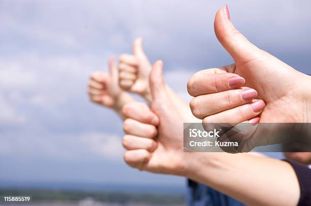 Hands Showing Success Stock Photo - Download Image Now - Blue, Boys, Business