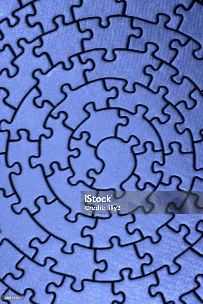 Completare jigsaw in blu - Foto stock royalty-free di Concatenato