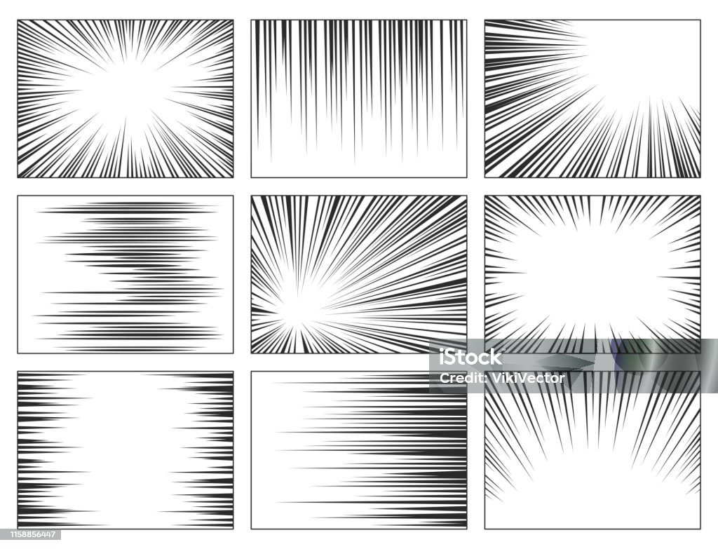 Comic Book Speed Lines set, explosie-effect - Royalty-free Mangastijl vectorkunst