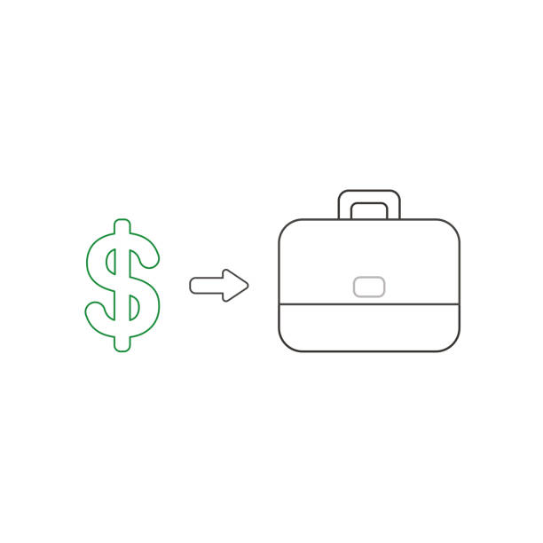 Vector icon concept of dollar symbol with briefcase. Color outlines. Vector illustration icon concept of dollar symbol with briefcase. Color outlines. трюфели варна stock illustrations