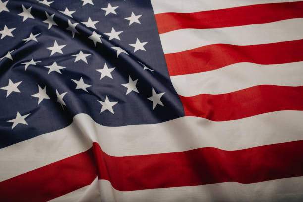 istock Closeup of ruffled American flag 1158857654