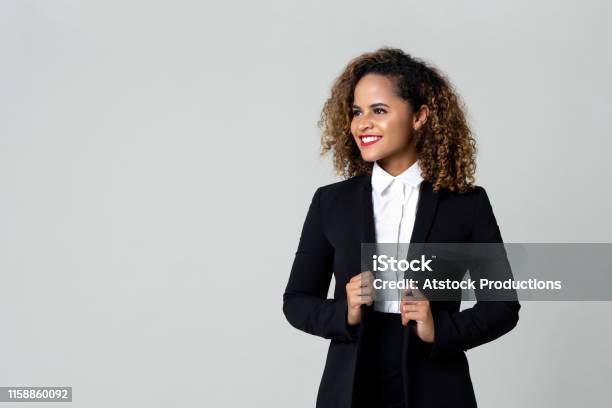 Happy Businesswoman In Formal Clothing Stock Photo - Download Image Now - Women, African Ethnicity, African-American Ethnicity