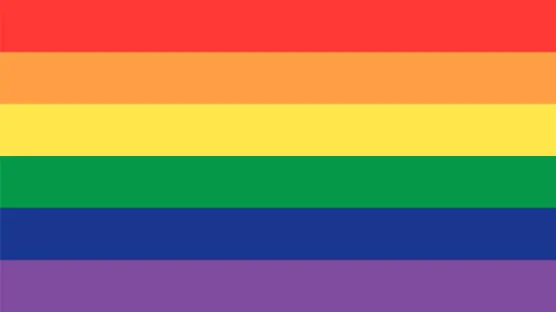 Vector illustration of GLBT pride rainbow flag. LGBTQ human rights symbol.