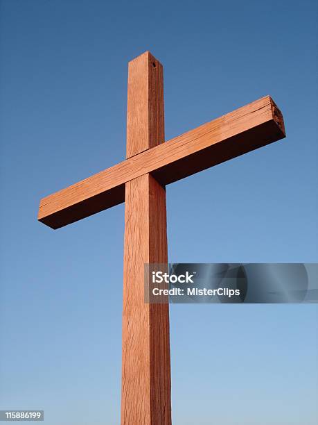 Wooden Cross In Sun Portrait Stock Photo - Download Image Now - Catholicism, Christianity, Church