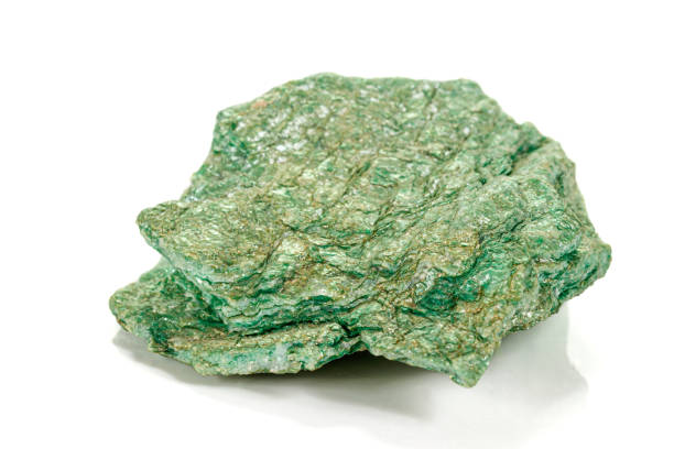 istock Macro stone mineral Actinolite on a white background 1158862197