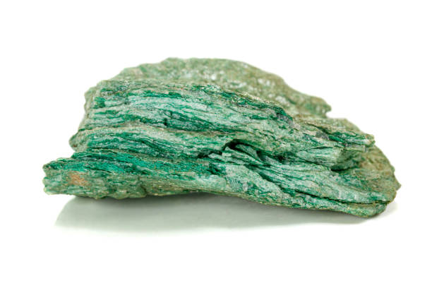Macro stone mineral Actinolite on a white background