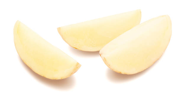 istock Potatoes cut into segments (potato wedge). Isolated on white background 1158863744
