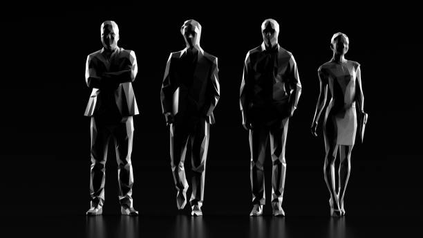 istock Business people with effective back light standing on black background 3d render 1158866447