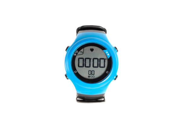 smart sports watch con la funzione del monitor della frequenza cardiaca isolato su bianco - ore 12:00 foto e immagini stock