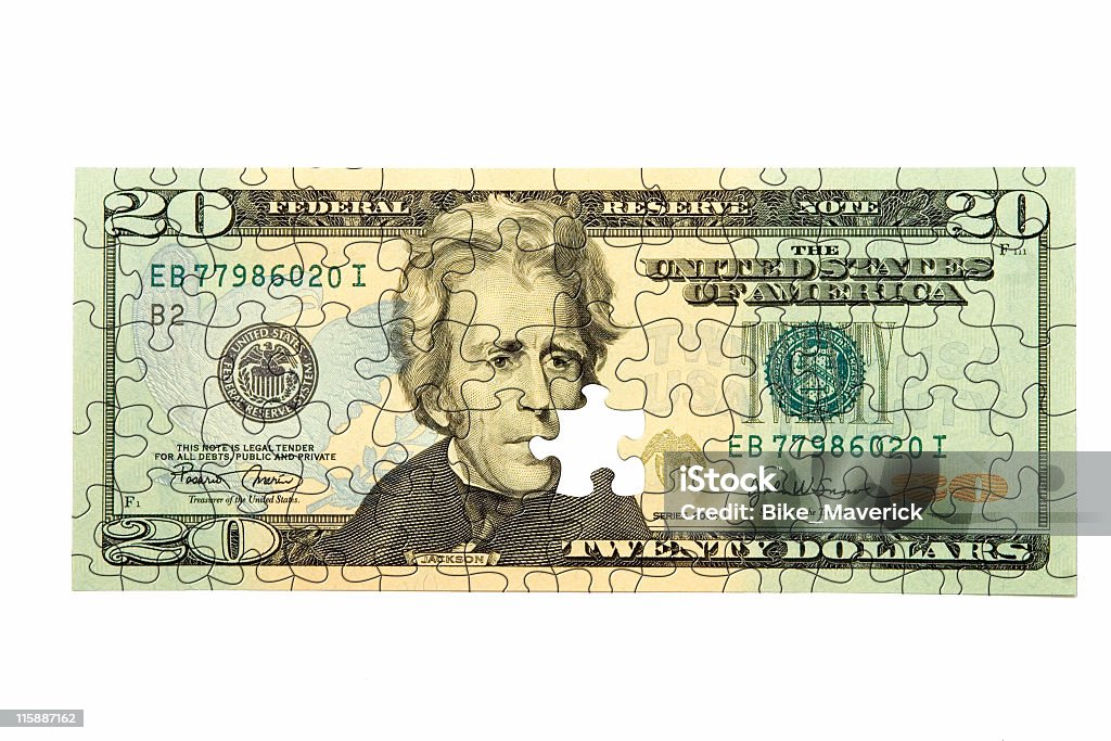 Twenty dollars in puzzle  American Twenty Dollar Bill Stock Photo