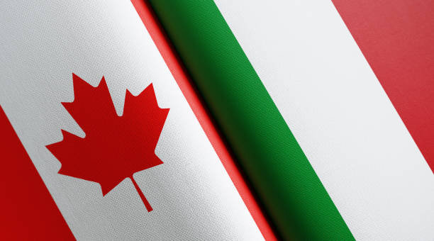 istock Canadian And Italian Flag Pair 1158872213