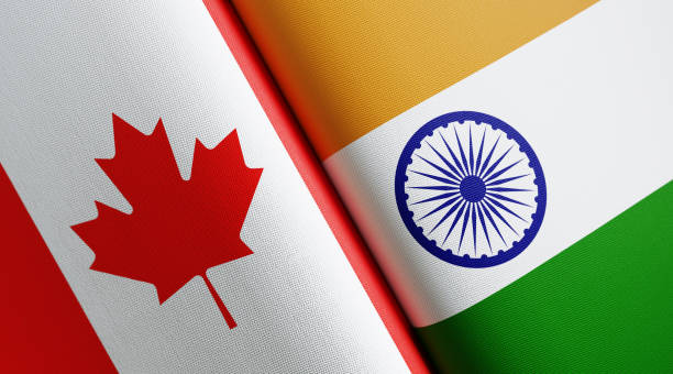 istock Canadian And Indian Flag Pair 1158873365