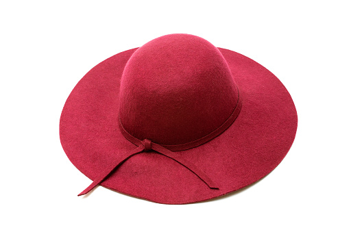 wide-brimmed red fashionable lady's hat isolated on white