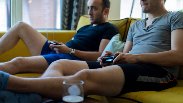 Two friends playing video games