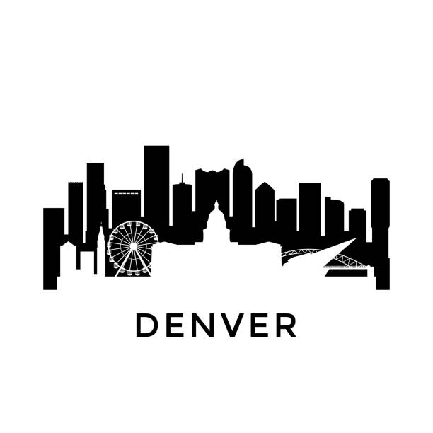 Denver city skyline. Negative space city silhouette. Vector illustration. Denver city skyline. Negative space city silhouette. Vector illustration. colorado illustrations stock illustrations
