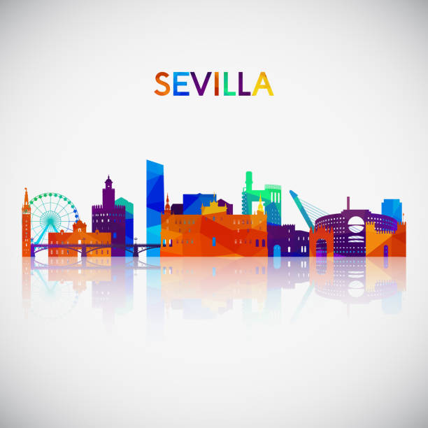 Sevilla skyline silhouette in colorful geometric style. Symbol for your design. Vector illustration. Sevilla skyline silhouette in colorful geometric style. Symbol for your design. Vector illustration. sevilla stock illustrations