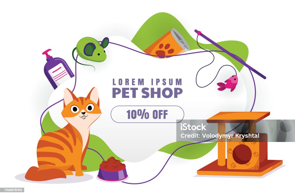 Pet Shop Sale Poster Or Banner Design Template Vector Cartoon Illustration  Animal Foods Accessories And Toys Store Stock Illustration - Download Image  Now - iStock