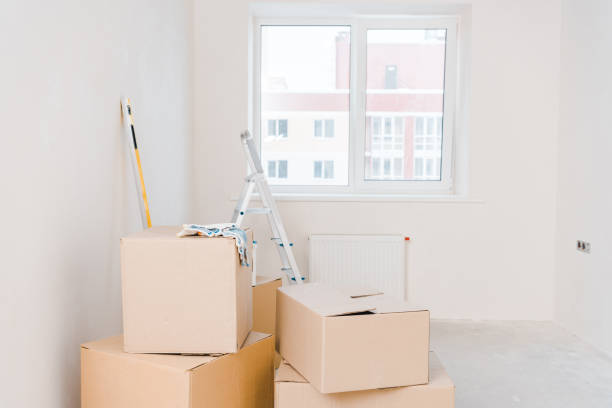 istock room with carton boxes and metallic ladder 1158879715