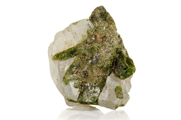 istock Macro stone mineral Datolite on a white background 1158881570