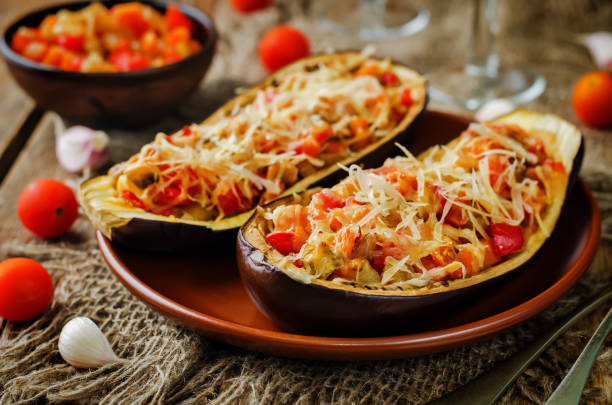 istock Red Bell pepper tomato carrots stuffed eggplant 1158881950