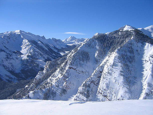 Fresh snow Snowmass stock photo