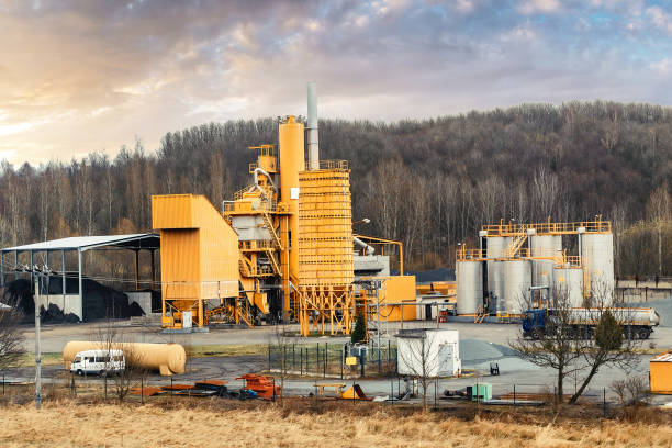 istock Road side modern Asphalt factory plant 1158887154