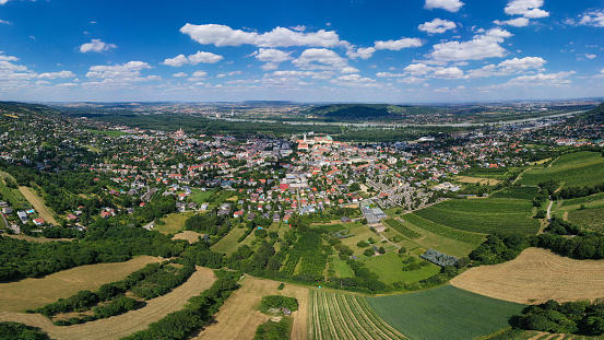 Klosterneuburg cityscape view. A suburb of Vienna in the Lower Austria Weinviertel region.