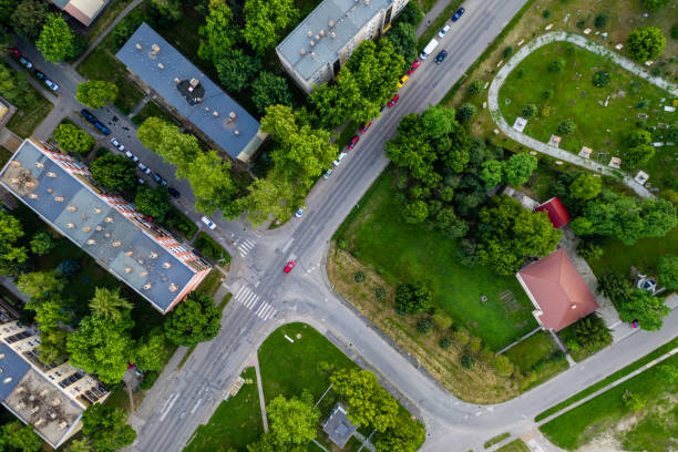 istock Flying over city area 1158889855