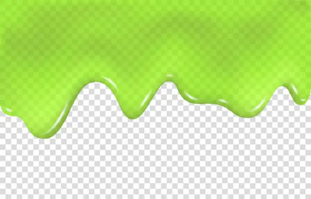 Vector illustration of Green slime drip isolated on transparent background.