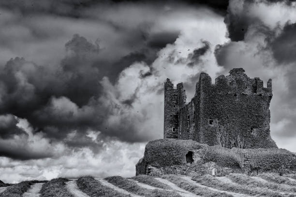 istock Ballycarbery Castle black and White 1158893382