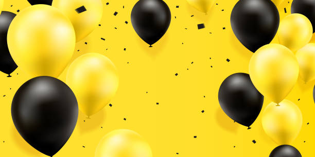 ilustrações, clipart, desenhos animados e ícones de balões amarelos e pretos - yellow balloon