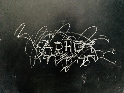 ADHD handwritten on Blackboard as JPG File