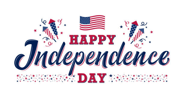 ilustrações de stock, clip art, desenhos animados e ícones de happy independence day sign. united states independence day - dia da independência