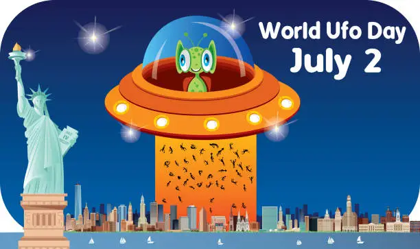 Vector illustration of World UFO Day, July 2, Tuesday