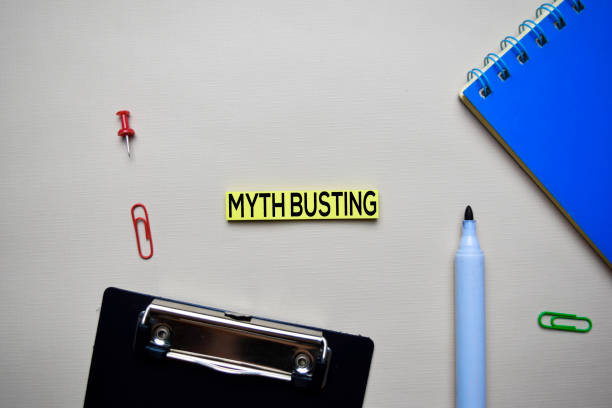 Myht Busting text on sticky notes with office desk concept Myht Busting text on sticky notes with office desk concept asian mythology stock pictures, royalty-free photos & images