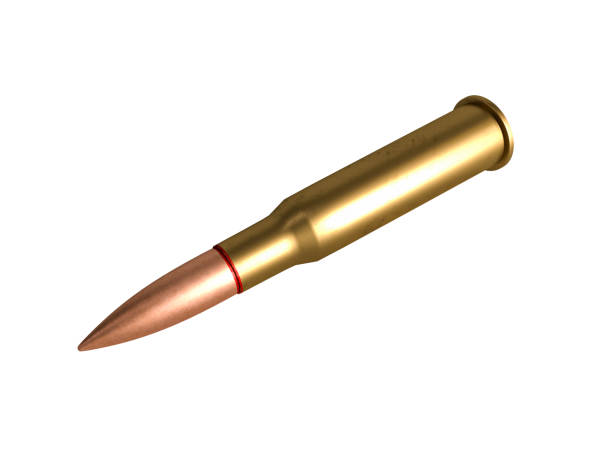 istock cartridge 7.62x54R mm, Russian and Soviet army, isolated. 3d rendering 1158906630